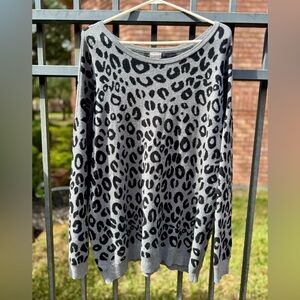Chico's Gray and Black Animal Print Sweater
